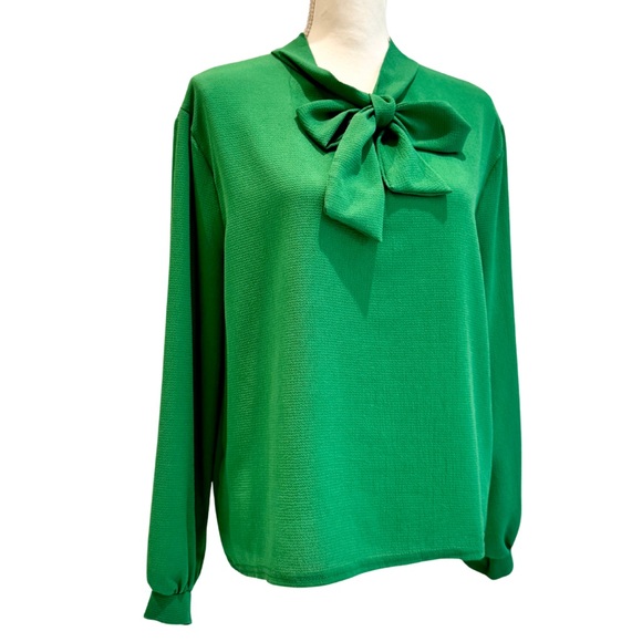 NWOT Boohoo Green Long Sleeve Blouse with Neck Ties - Bow! | Size US 10 - Picture 7 of 12
